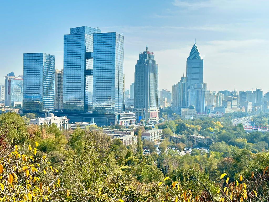 View of modern Urumqi from Hongshan Park