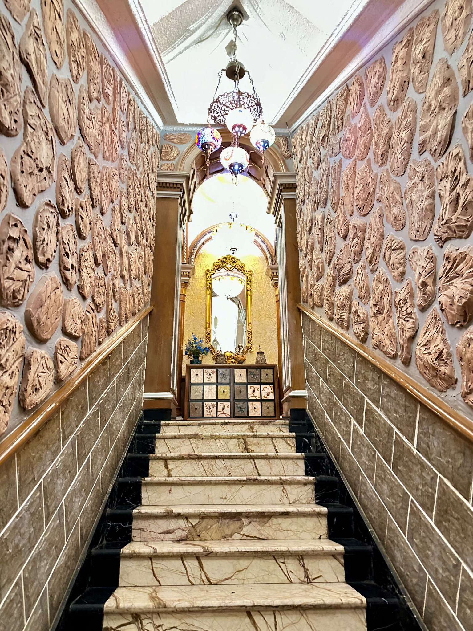 The stairwell of a Kashgar restaurant